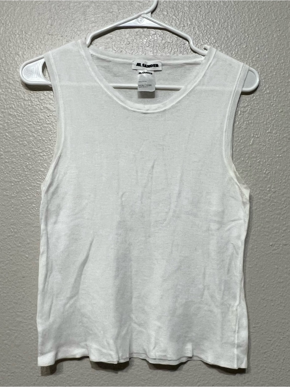 Jil Sander White Sleeveless Cotton Tank Top Size 42
